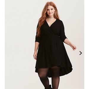 Torrid Black Knit Faux Wrap Dress